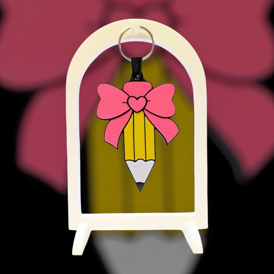 Pencil with Bow NFC Keychain
