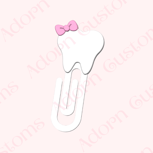 Tooth w/ Bow Jumbo Paper Clip